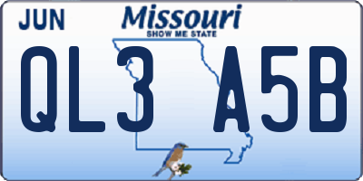 MO license plate QL3A5B