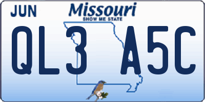 MO license plate QL3A5C