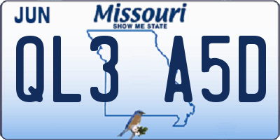 MO license plate QL3A5D
