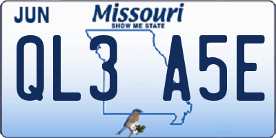 MO license plate QL3A5E