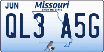 MO license plate QL3A5G