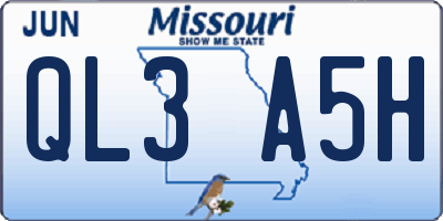 MO license plate QL3A5H