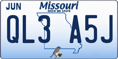 MO license plate QL3A5J