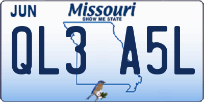 MO license plate QL3A5L