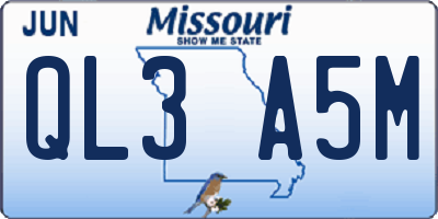 MO license plate QL3A5M