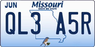 MO license plate QL3A5R