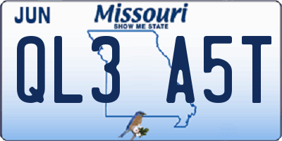 MO license plate QL3A5T