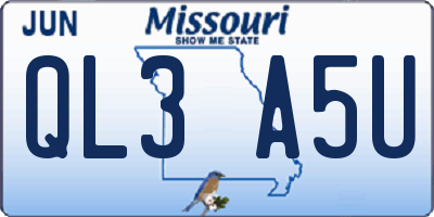 MO license plate QL3A5U