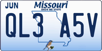 MO license plate QL3A5V