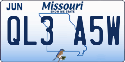 MO license plate QL3A5W