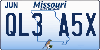 MO license plate QL3A5X