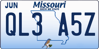 MO license plate QL3A5Z