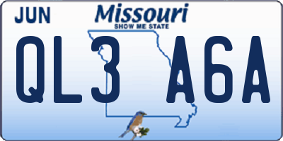 MO license plate QL3A6A