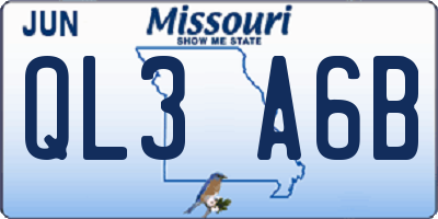 MO license plate QL3A6B