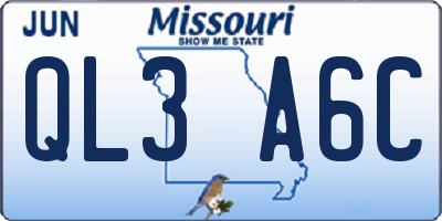 MO license plate QL3A6C