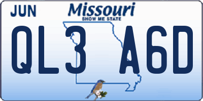 MO license plate QL3A6D