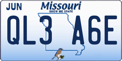 MO license plate QL3A6E