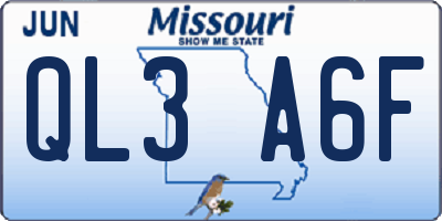 MO license plate QL3A6F