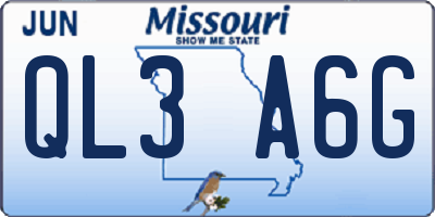 MO license plate QL3A6G