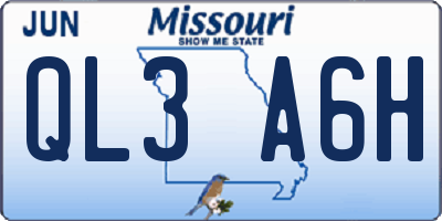 MO license plate QL3A6H