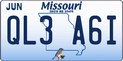 MO license plate QL3A6I