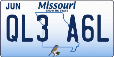 MO license plate QL3A6L