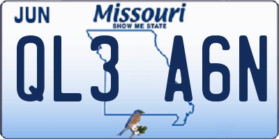 MO license plate QL3A6N
