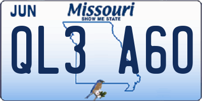 MO license plate QL3A6O