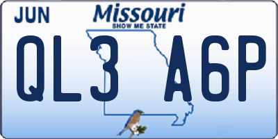 MO license plate QL3A6P