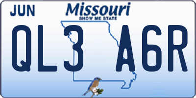 MO license plate QL3A6R