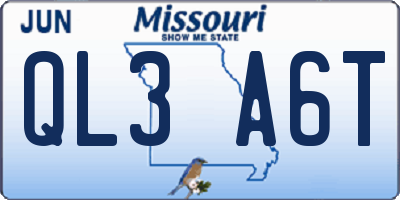 MO license plate QL3A6T