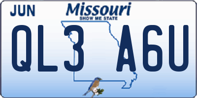 MO license plate QL3A6U