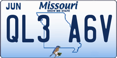 MO license plate QL3A6V