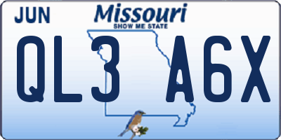MO license plate QL3A6X