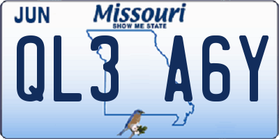 MO license plate QL3A6Y