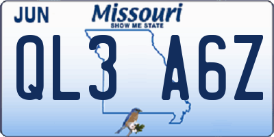 MO license plate QL3A6Z