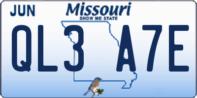 MO license plate QL3A7E