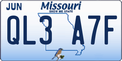 MO license plate QL3A7F