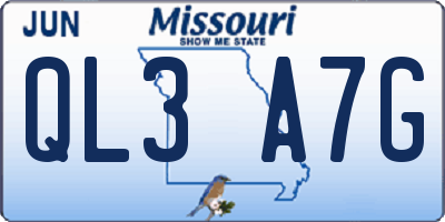 MO license plate QL3A7G