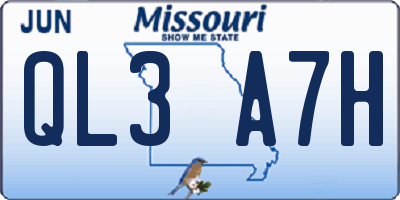 MO license plate QL3A7H