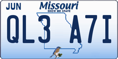MO license plate QL3A7I