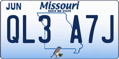 MO license plate QL3A7J