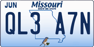MO license plate QL3A7N