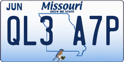 MO license plate QL3A7P