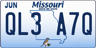 MO license plate QL3A7Q