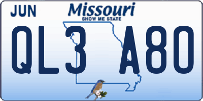 MO license plate QL3A8O