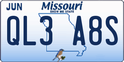 MO license plate QL3A8S