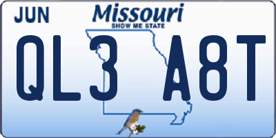 MO license plate QL3A8T