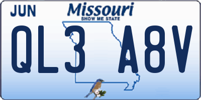 MO license plate QL3A8V