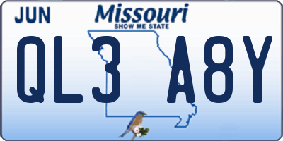 MO license plate QL3A8Y